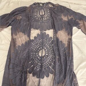 Sheer Lace Open-Front